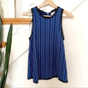 Anthro postmark blue patterned sleeveless top XS